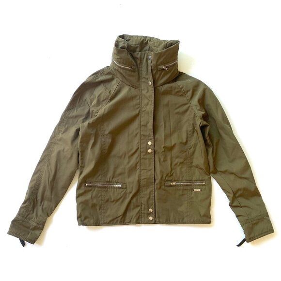 Abercrombie & Fitch Womens Jacket Size S Hood Zip Up Water Wind Resistant Olive - Picture 5 of 16
